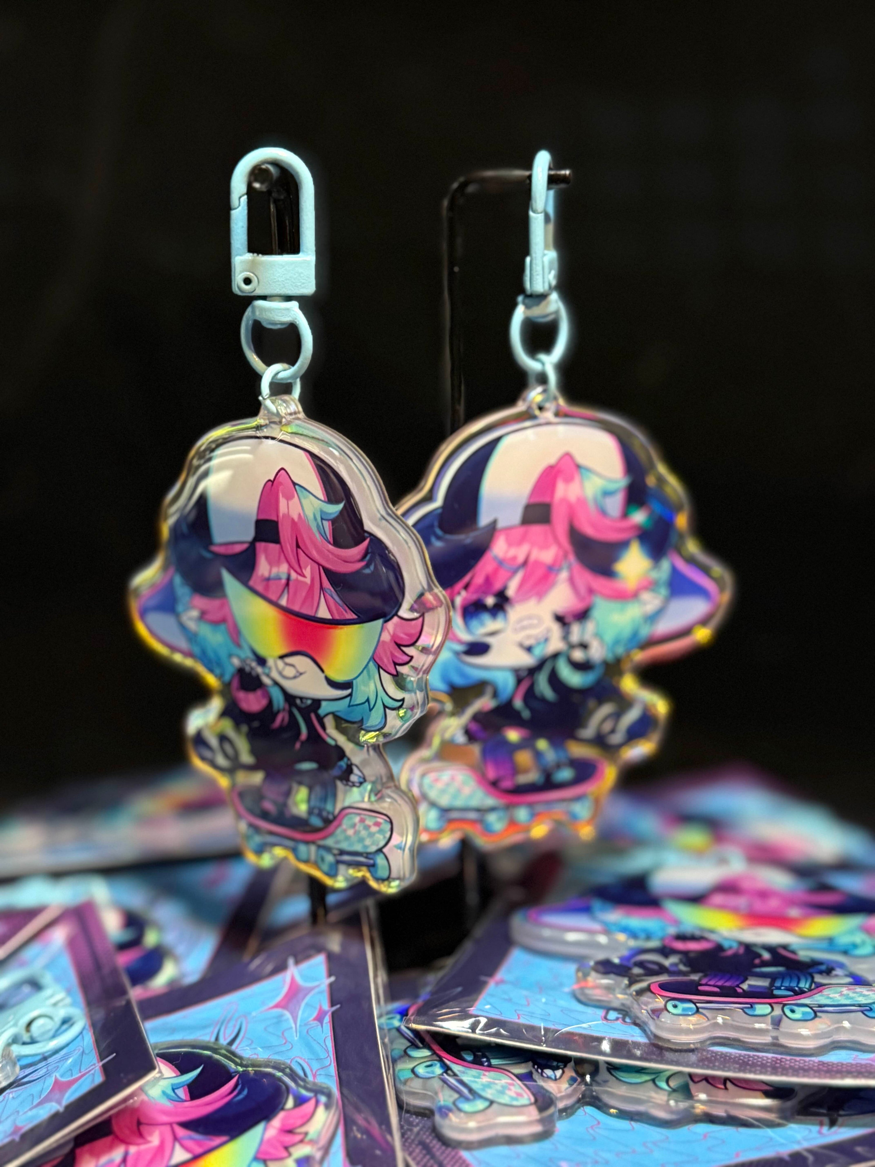 3" SKATER FREAMER ✦ RAINBOW ACRYLIC KEYCHAIN