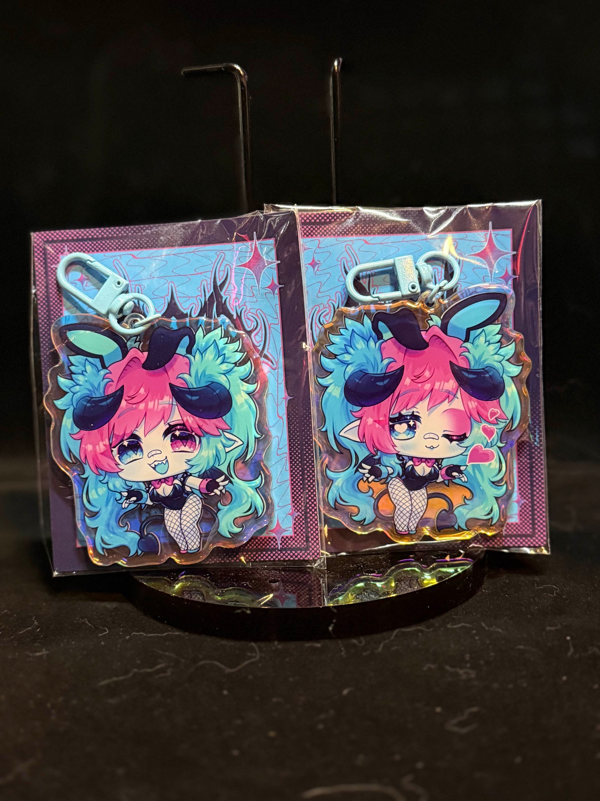 3" BUNNY FREAM ✦ RAINBOW ACRYLIC KEYCHAIN