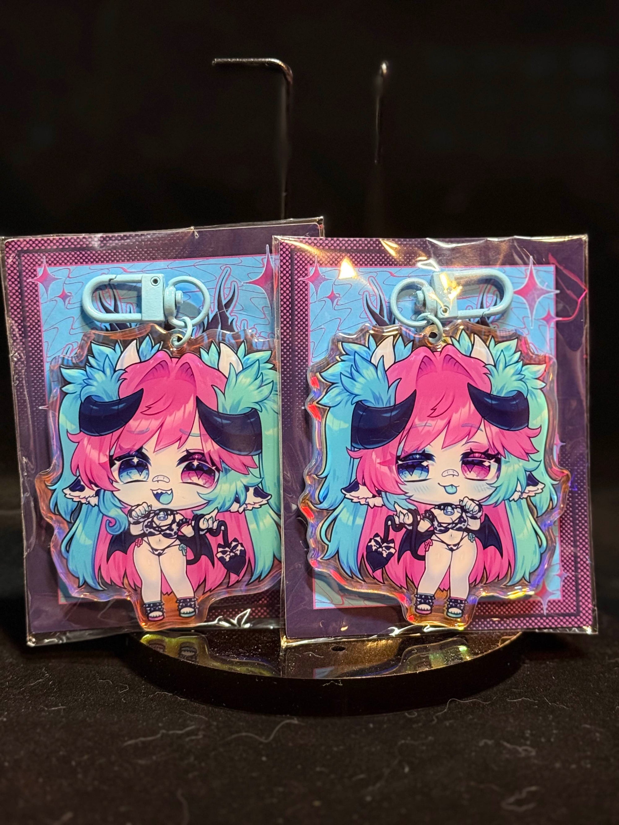 3" COW FREAM ✦ RAINBOW ACRYLIC KEYCHAIN
